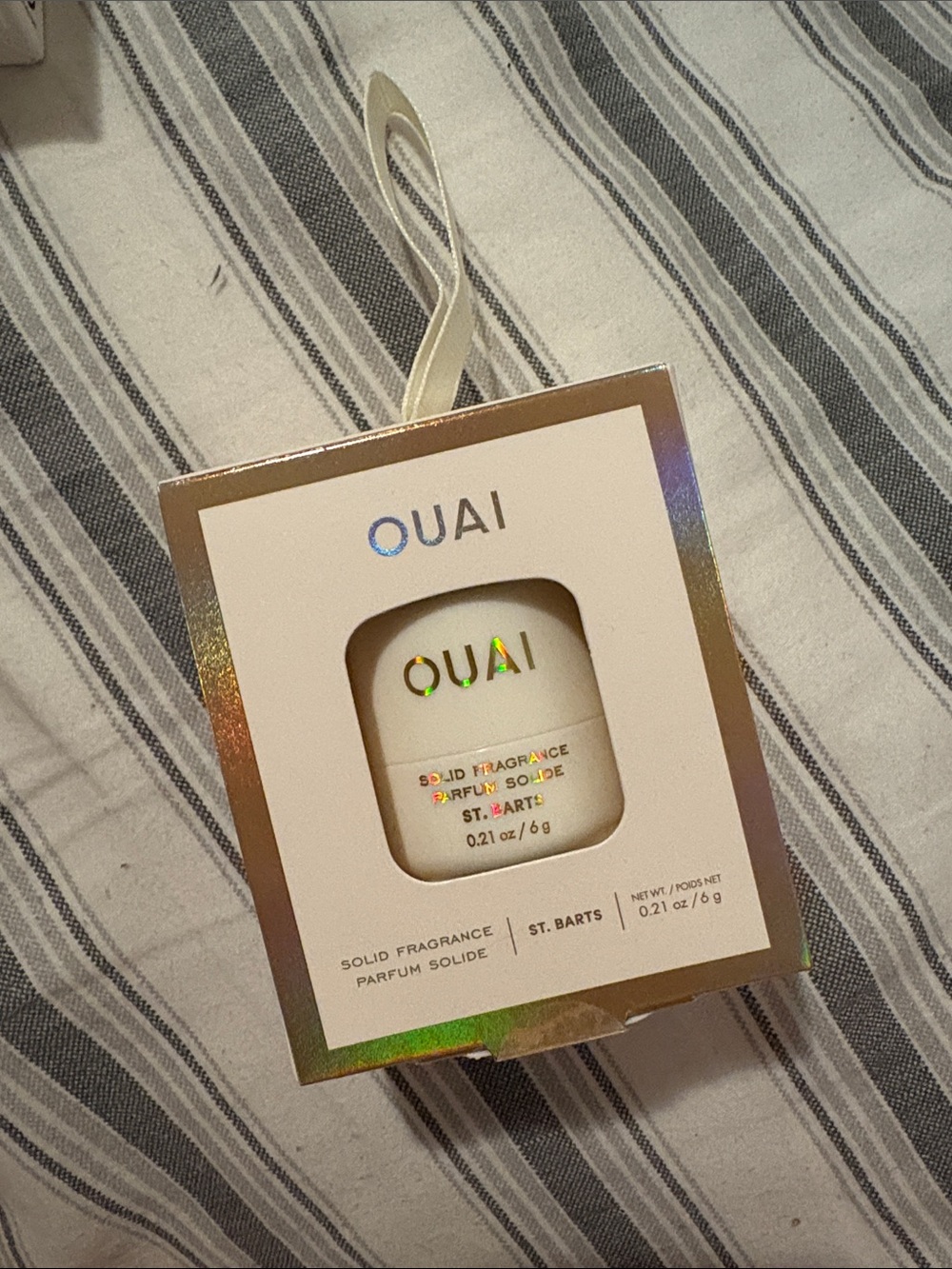 OUAI Solid Fragrance in Cream with Holographic Gold Trim